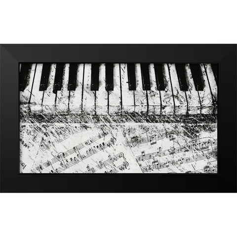 Black and White Piano Keys Black Modern Wood Framed Art Print by Meneely, Dan