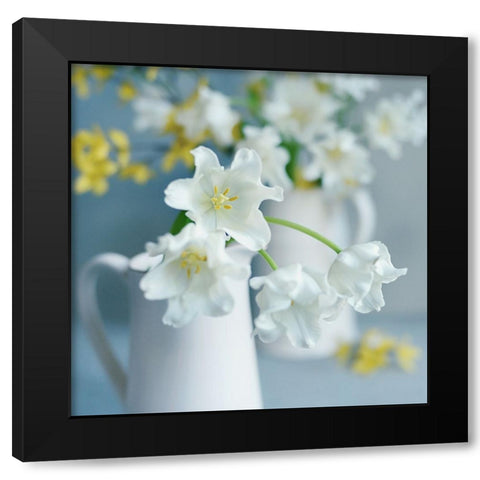 Beautiful Floral Greetings Black Modern Wood Framed Art Print with Double Matting by Gardner, Sarah