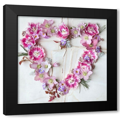 Heart of Flowers Black Modern Wood Framed Art Print by Gardner, Sarah