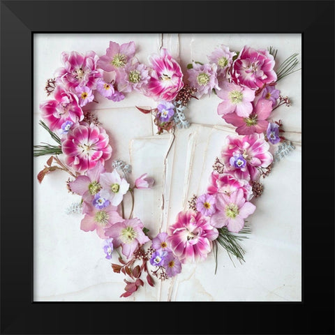 Heart of Flowers Black Modern Wood Framed Art Print by Gardner, Sarah