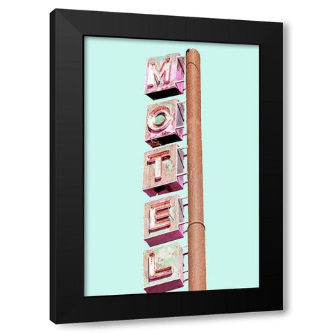 Motel Sign Black Modern Wood Framed Art Print by SD Graphics Studio
