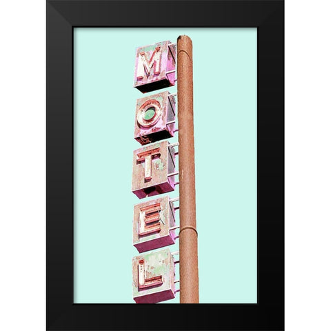Motel Sign Black Modern Wood Framed Art Print by SD Graphics Studio