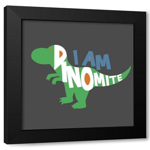 Dinomite Black Modern Wood Framed Art Print by Quach, Anna