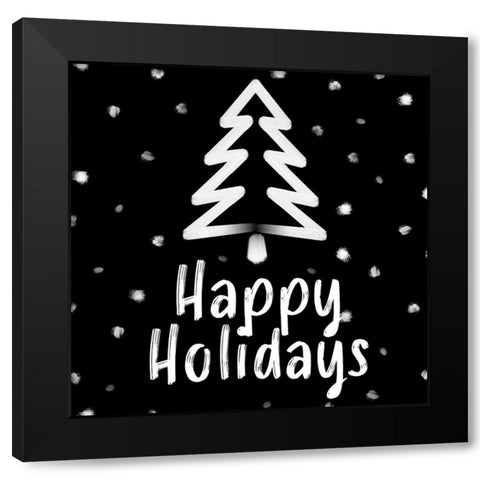 Holiday Brush Strokes I Black Modern Wood Framed Art Print by SD Graphics Studio