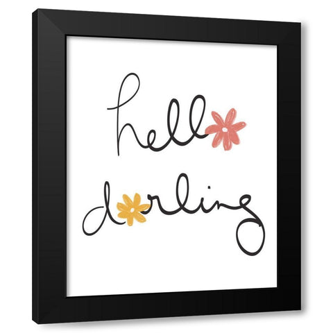 Hello Darling Black Modern Wood Framed Art Print with Double Matting by Navas, Emily