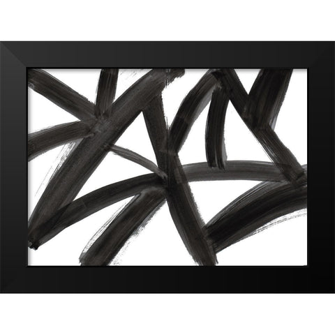 Black Roads Abstract Black Modern Wood Framed Art Print by Navas, Emily
