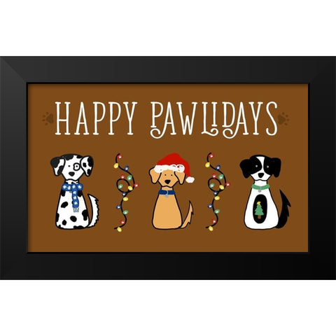 Christmas Dog Wishes Black Modern Wood Framed Art Print by Torres, Melanie