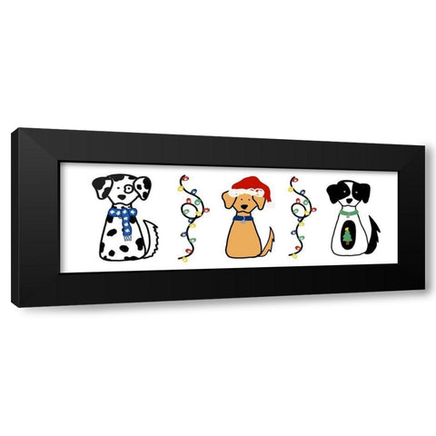 Christmas Dogs I Black Modern Wood Framed Art Print by Torres, Melanie