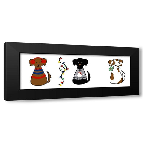 Christmas Dogs II Black Modern Wood Framed Art Print with Double Matting by Torres, Melanie