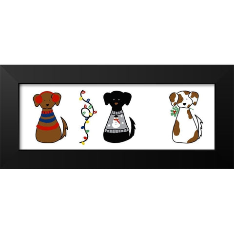 Christmas Dogs II Black Modern Wood Framed Art Print by Torres, Melanie
