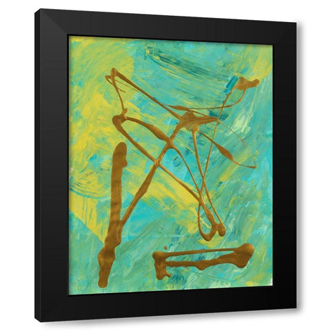 Melting Colors and Gold I Black Modern Wood Framed Art Print by Ritter, Gina