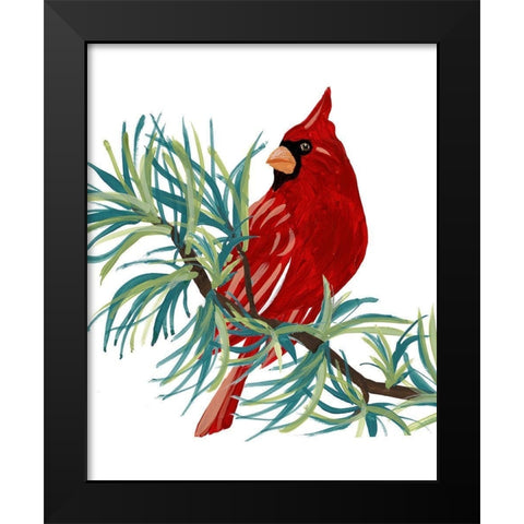 Modern Cardinal on Branch II Black Modern Wood Framed Art Print by Loreth, Lanie