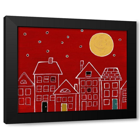Moonlit City Night Black Modern Wood Framed Art Print by Loreth, Lanie