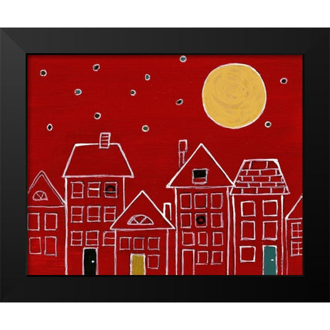 Moonlit City Night Black Modern Wood Framed Art Print by Loreth, Lanie