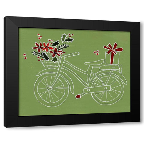 Modern Christmas Bicycle Black Modern Wood Framed Art Print by Loreth, Lanie