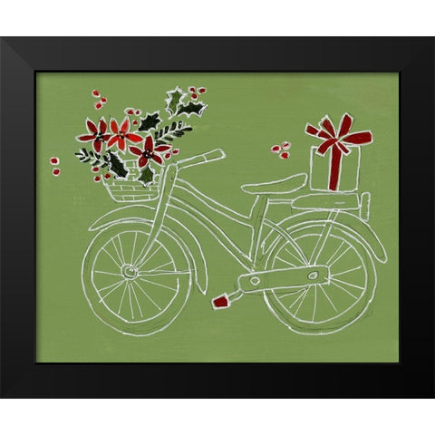Modern Christmas Bicycle Black Modern Wood Framed Art Print by Loreth, Lanie