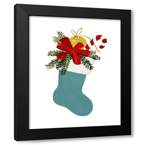 Modern Stocking Black Modern Wood Framed Art Print by Loreth, Lanie