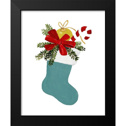 Modern Stocking Black Modern Wood Framed Art Print by Loreth, Lanie