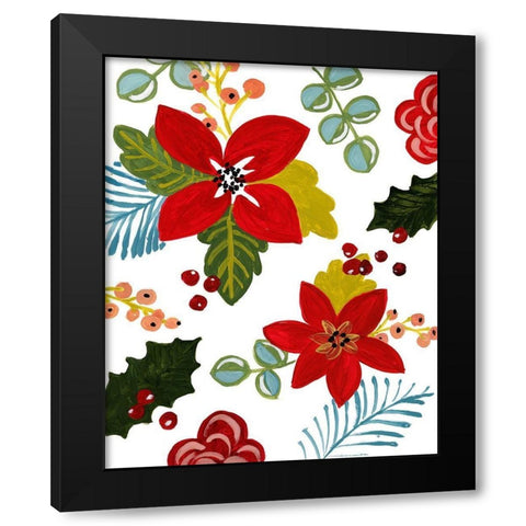 Modern Poinsettias Black Modern Wood Framed Art Print with Double Matting by Loreth, Lanie