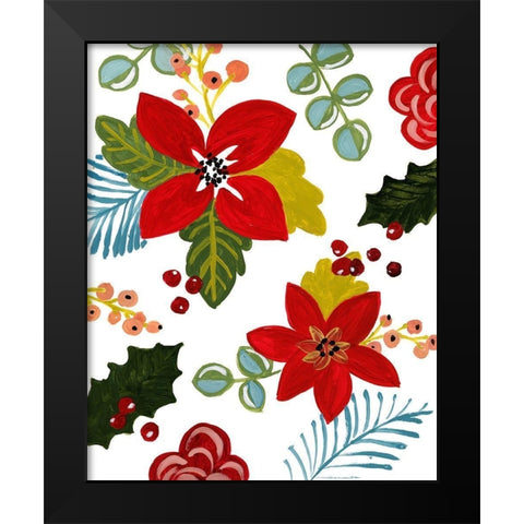 Modern Poinsettias Black Modern Wood Framed Art Print by Loreth, Lanie