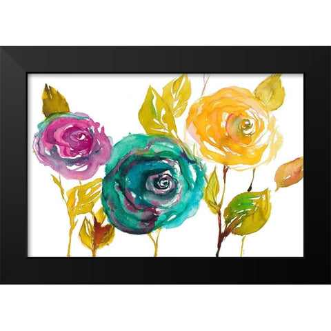 Modern Trio of Blooms II Black Modern Wood Framed Art Print by Loreth, Lanie
