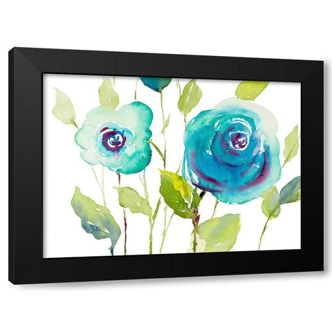 Blooming Blues Black Modern Wood Framed Art Print by Loreth, Lanie