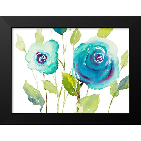 Blooming Blues Black Modern Wood Framed Art Print by Loreth, Lanie