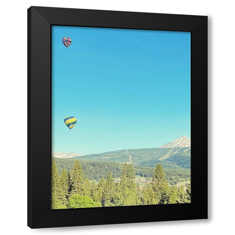Hot Air Balloons Black Modern Wood Framed Art Print by Coppel, Anna