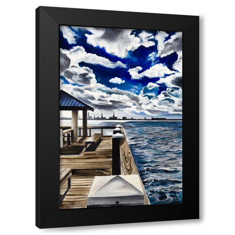 Lake Dock Black Modern Wood Framed Art Print with Double Matting by Goodrich, Chelsea