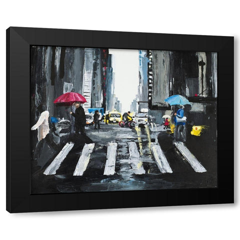 NYC in the Rain Black Modern Wood Framed Art Print by Goodrich, Chelsea