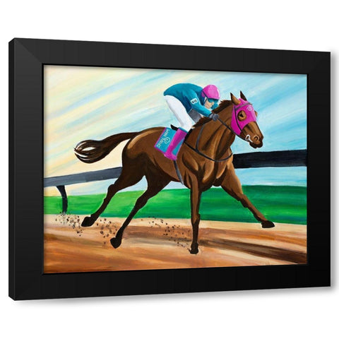Race Horse Black Modern Wood Framed Art Print with Double Matting by Goodrich, Chelsea