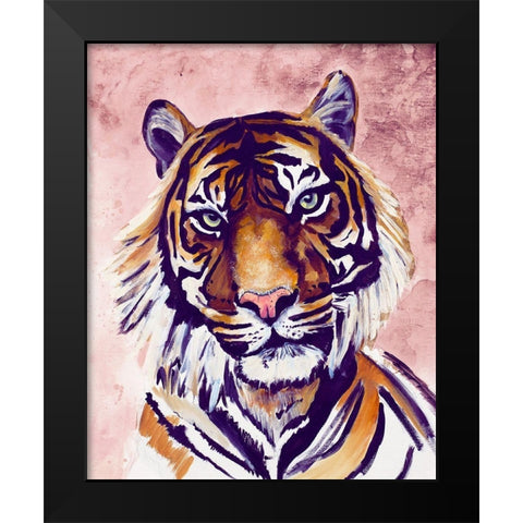 Tiger Face Black Modern Wood Framed Art Print by Goodrich, Chelsea
