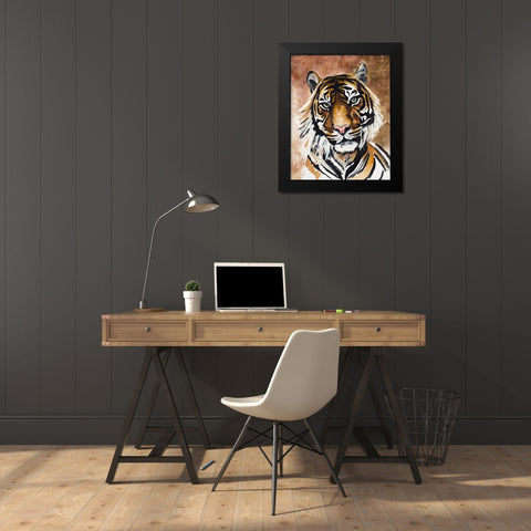 Tiger Black Modern Wood Framed Art Print by Goodrich, Chelsea