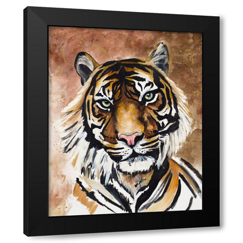 Tiger Black Modern Wood Framed Art Print by Goodrich, Chelsea