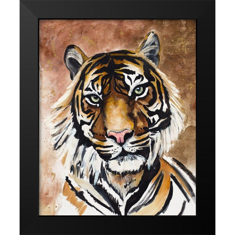 Tiger Black Modern Wood Framed Art Print by Goodrich, Chelsea