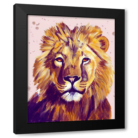 Lion Face Black Modern Wood Framed Art Print by Goodrich, Chelsea