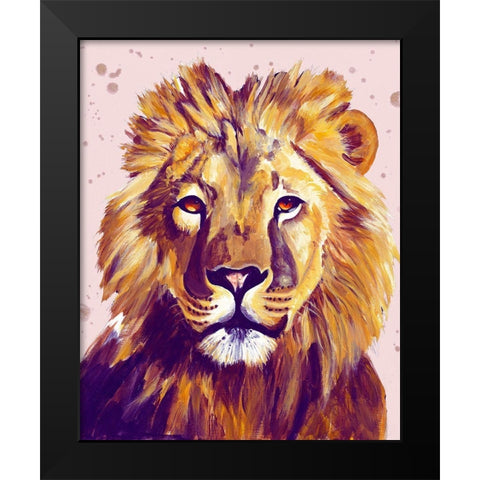 Lion Face Black Modern Wood Framed Art Print by Goodrich, Chelsea