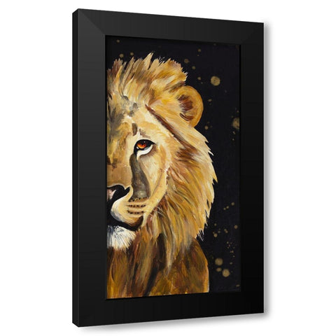 Lion Half Face Black Modern Wood Framed Art Print with Double Matting by Goodrich, Chelsea