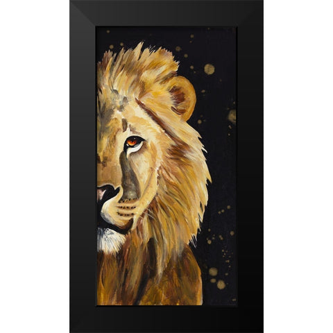 Lion Half Face Black Modern Wood Framed Art Print by Goodrich, Chelsea