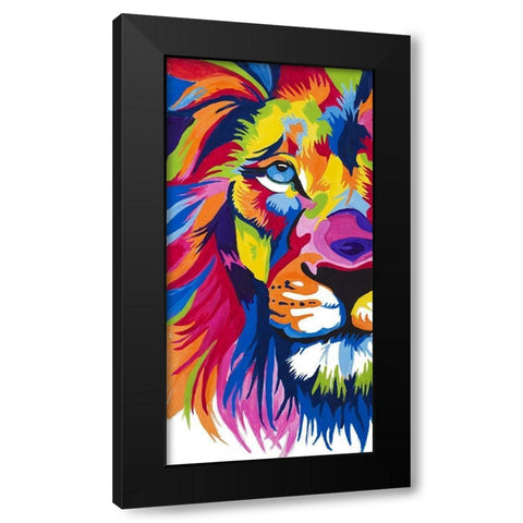 Colorful Lion Portrait Black Modern Wood Framed Art Print with Double Matting by Goodrich, Chelsea