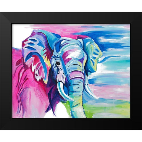 Fun Colorful Elephant Black Modern Wood Framed Art Print by Goodrich, Chelsea