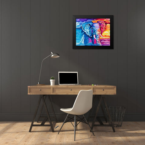Elephant in Vibrant Colors Black Modern Wood Framed Art Print by Goodrich, Chelsea