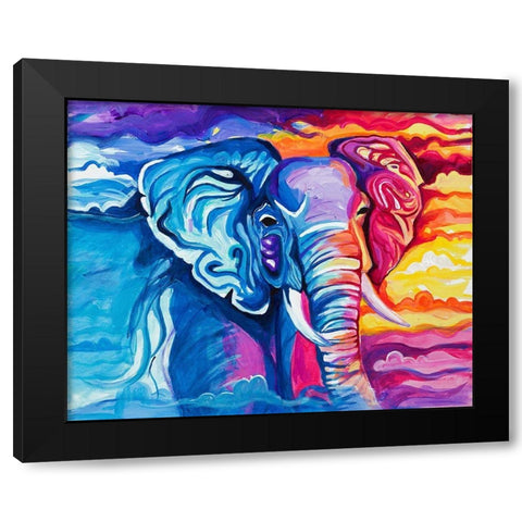 Elephant in Vibrant Colors Black Modern Wood Framed Art Print by Goodrich, Chelsea