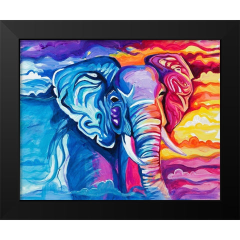 Elephant in Vibrant Colors Black Modern Wood Framed Art Print by Goodrich, Chelsea