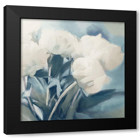 White Roses I Black Modern Wood Framed Art Print by Meneely, Dan
