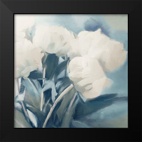White Roses I Black Modern Wood Framed Art Print by Meneely, Dan
