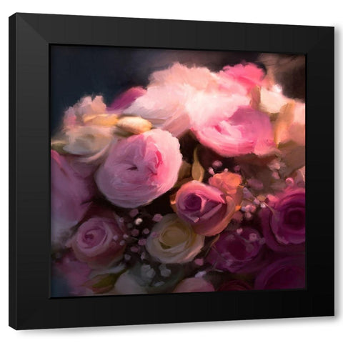 Pink Arrangement Black Modern Wood Framed Art Print with Double Matting by Meneely, Dan