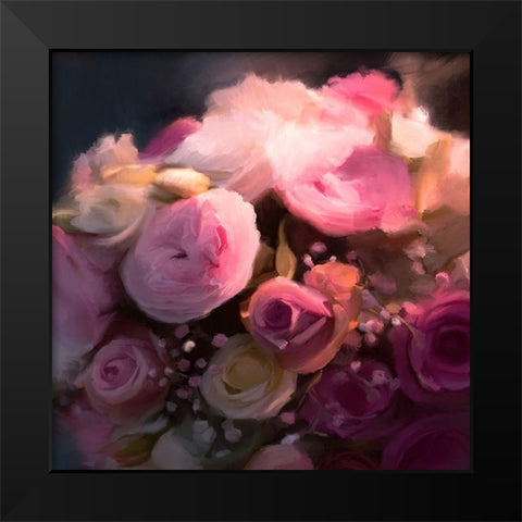 Pink Arrangement Black Modern Wood Framed Art Print by Meneely, Dan