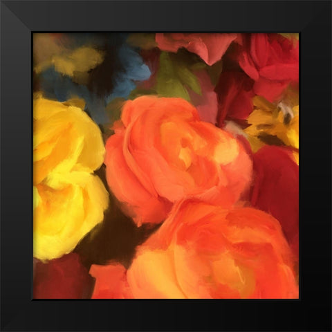Rose Blooms Black Modern Wood Framed Art Print by Meneely, Dan