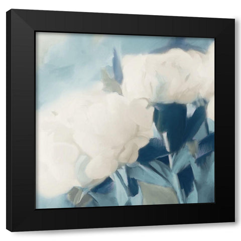 White Roses II Black Modern Wood Framed Art Print by Meneely, Dan
